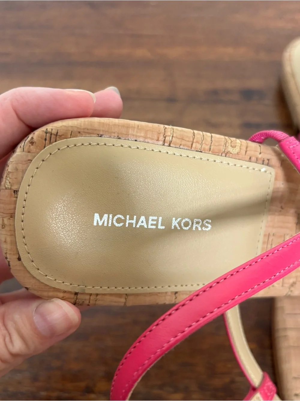 New! Michael Kors Women Jacie Floral Embellished Leather T-Strap Sandal Pink 10